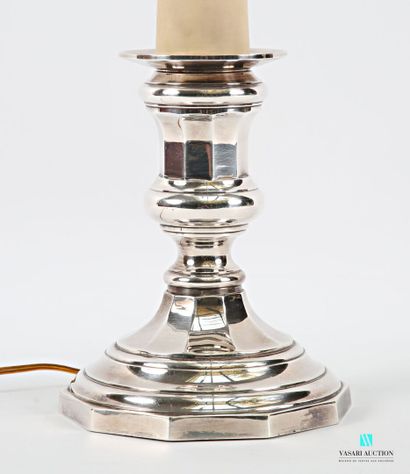 Lamp base in silver-plated metal, the Medici-shaped...