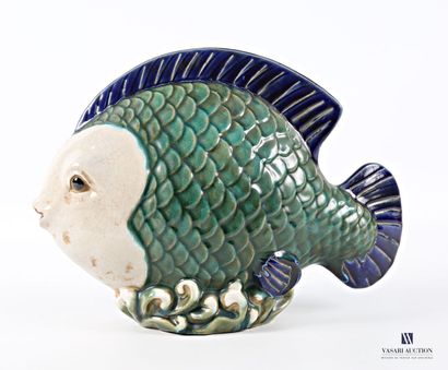 Enameled terracotta subject featuring a fish...