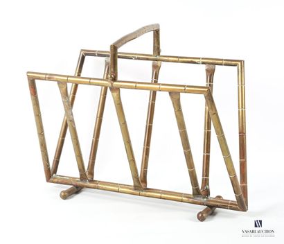 Brass magazine rack simulating bamboo, the...