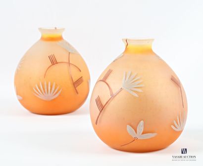 GEMA 
Pair of orange-tinted glass vases with...