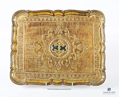 Rectangular Florentine tray in molded, lacquered...