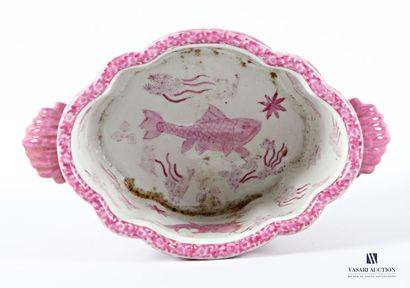 CHINA
Glazed earthenware oval bowl, the body...