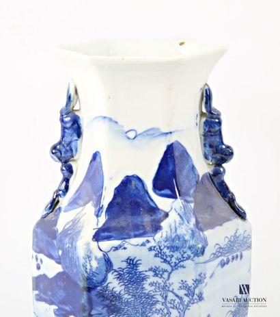 CHINA White enameled porcelain vase of baluster...