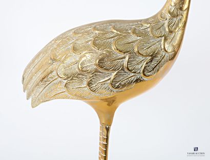 Gilded brass subject depicting a crane 
(traces...