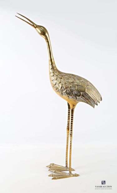 Gilded brass subject depicting a crane 
(traces...