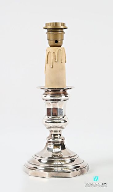 Lamp base in silver-plated metal, the Medici-shaped...