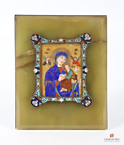 Porcelain plaque depicting the Virgin and...