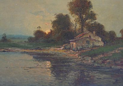 LORIN (19th century)
House by a pond
Oil...