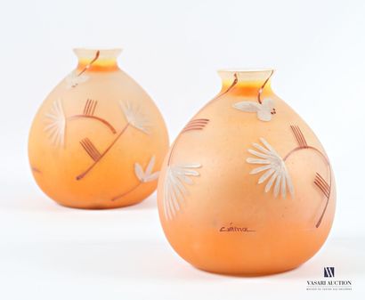 GEMA 
Pair of orange-tinted glass vases with...