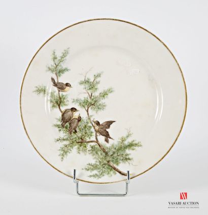 White porcelain dinner plate with polychrome...