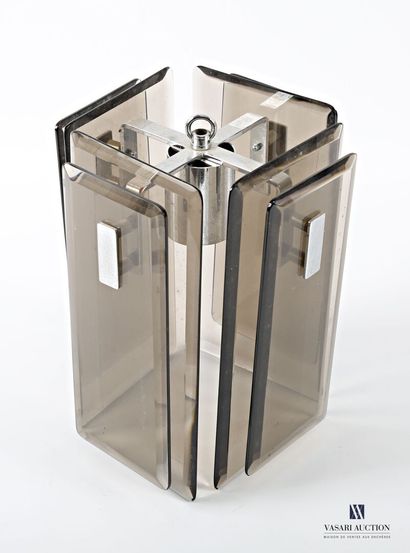 Hanging lamp in chrome-plated metal adorned...
