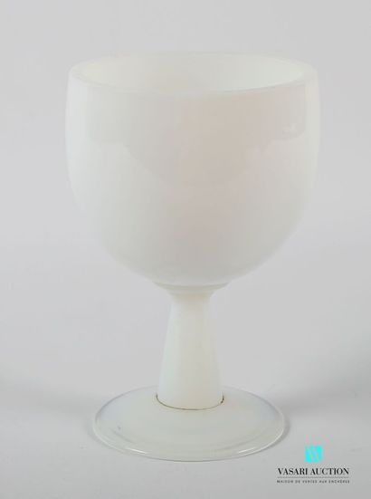 Opaline glass ovoid bowl on pedestal, with...