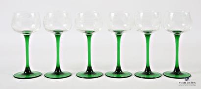 Suite of six Rhine wine glasses, the tumbler...