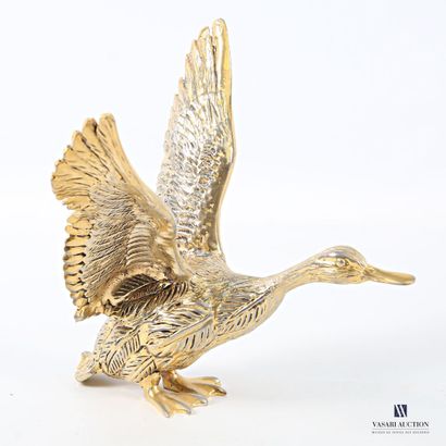 Gilded metal subject depicting a duck taking...