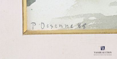 DESENNE P. (20th century)
Forest path 
Watercolor
Signed...