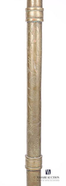 ASIA Brass floor lamp, the ringed and chased...