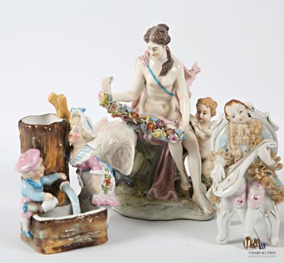 Porcelain lot including two gentlemen playing...
