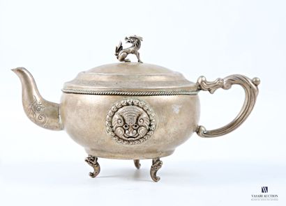 ASIA A patinated metal coffee pot decorated...