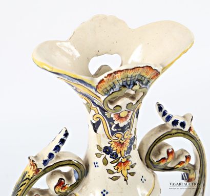 Earthenware baluster vase with polychrome...