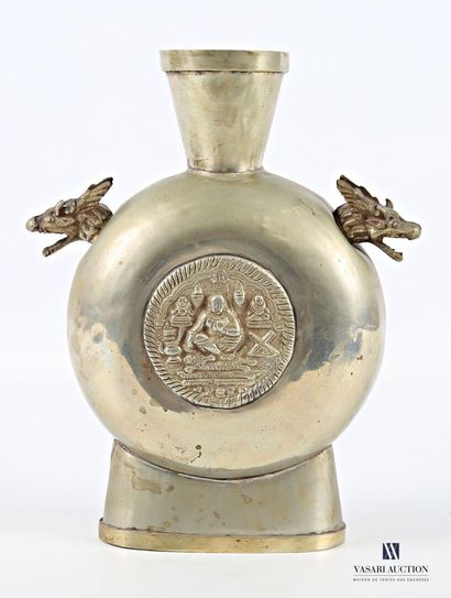 A gilded brass gourd-shaped vase decorated...