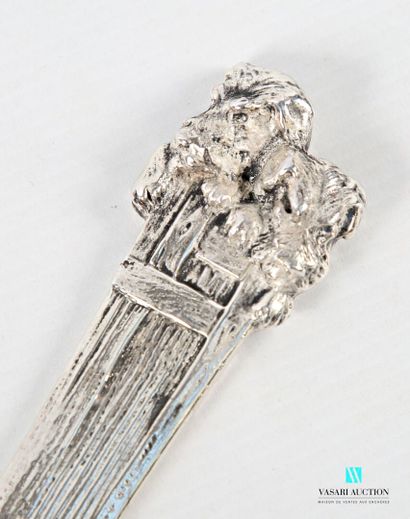 Silver-plated bronze paper-knife, the handle...
