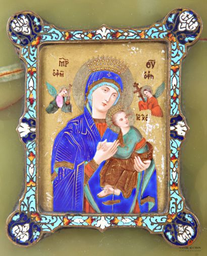 Porcelain plaque depicting the Virgin and...
