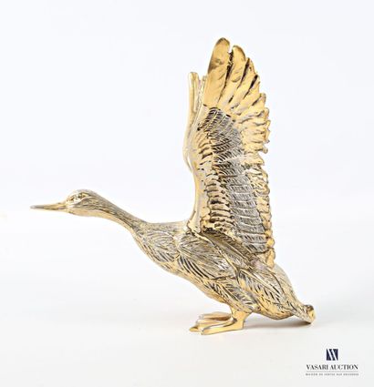 Gilded metal subject depicting a duck taking...