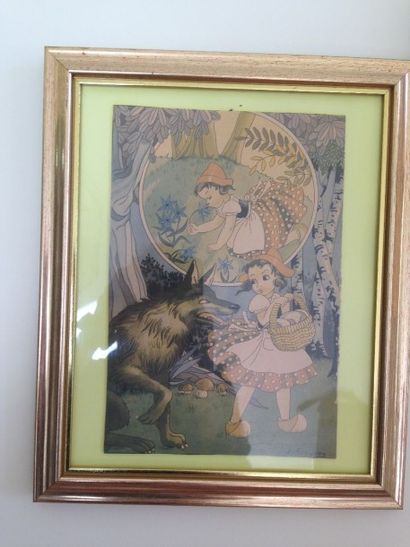 Huit gravures en couleur illustrant des comtes...