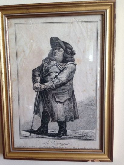 Lot de trois gravures:
- Paire de gravures...