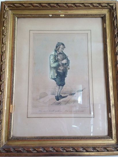 Lot de trois gravures:
- Paire de gravures...
