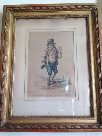 Lot de trois gravures:
- Paire de gravures...
