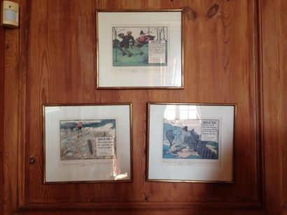 Ensemble de six gravures humoristiques anglaises...