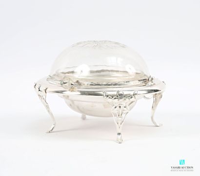 Silver-plated butter dish standing on four...