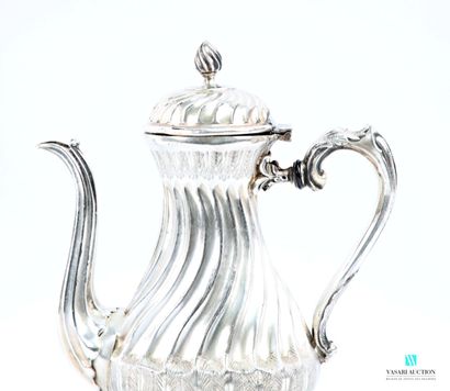 Silver-plated baluster-shaped coffee pot,...
