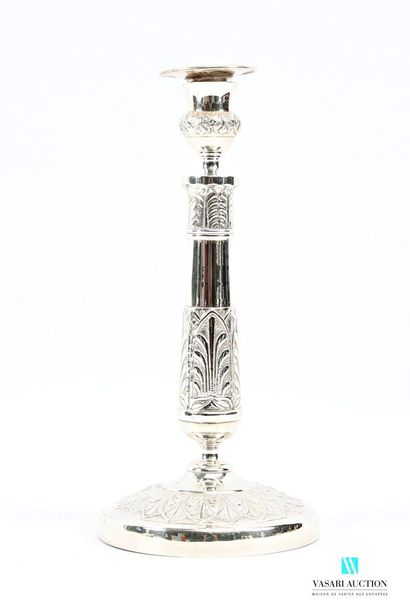 Pair of silver-plated candlesticks standing...