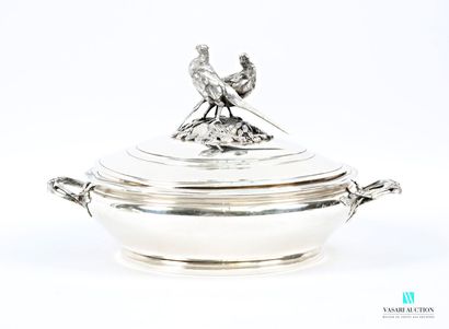 Paire de légumiers couvert en argent 950...