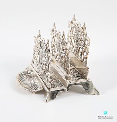 A silver-plated bronze courier holder with...