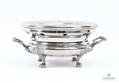 Round table-top stove in nickel-plated metal,...