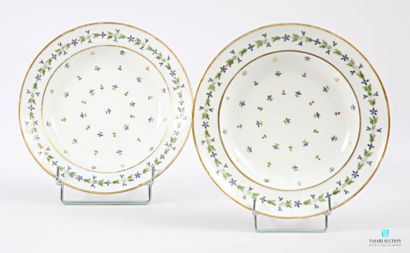 PARIS
Pair of porcelain soup plates decorated...