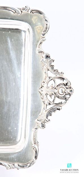 Rectangular silver-plated metal tray, the...