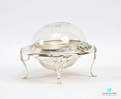 Silver-plated butter dish standing on four...