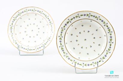 PARIS
Pair of porcelain soup plates decorated...