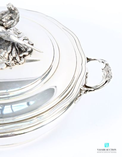 Paire de légumiers couvert en argent 950...