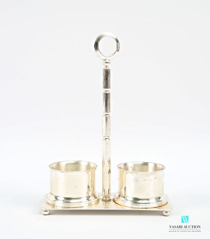 Oil and vinegar cruet in silver-plated metal,...