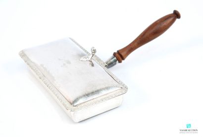 Silver-plated metal crumb tray, the lid hemmed...