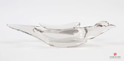 Coupe en cristal moulé figurant un oiseau...