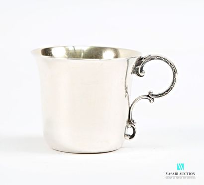 Plain silver-plated coffee cup and saucer,...