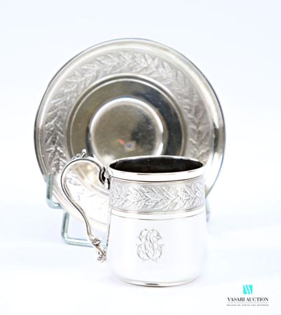 Tasse à café et sa sous-tasse en argent 950...