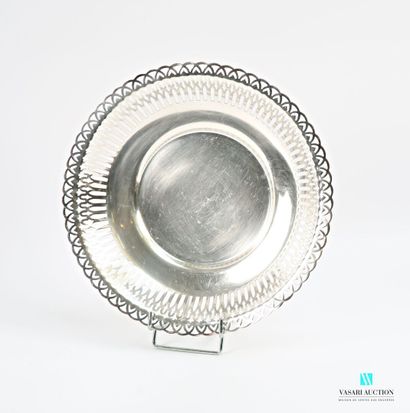 Round hollow basket in silver-plated metal,...