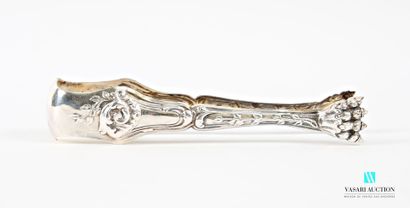 Sugar tongs in silver-plated metal, the arms...